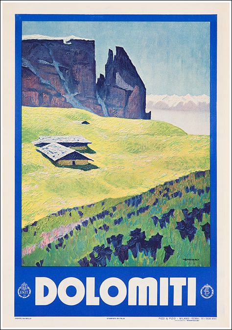 https://www.posterimage.it/en/posters/tourism-in-italy/trentino-alto-adige-en/dolomiti-dolomites-dolomiten/ Vintage Italian Posters, Italian Travel, Italian Posters, Dolomites Italy, Poster Advertising, Tourism Poster, Ski Posters, Vintage Ski, Poster Retro