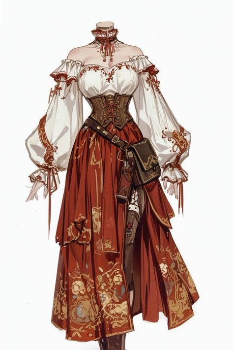 Ren Fest Costumes Women Warrior, Pirate Formal Dress, Fem Fantasy Outfits, Midevil Outfits Women, Pirate Outfits Female Aesthetic, Pirate Dress Drawing, Pirate Princess Dress, Outfit Ideas Fantasy Drawing, Pirate Clothes Female Drawing