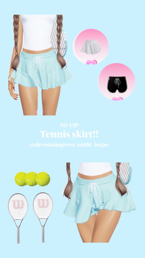 DTI Tennis skirt combo - NO VIP Skirt Hacks Dti, Dti Combos Non Vip, Dress To Impress Outfit Combos No Vip, Dti Outfits Ideas No Vip, Dti Hacks No Vip, Preppy Pics, Skin Roblox, Dti Hacks, Greek Goddess Costume