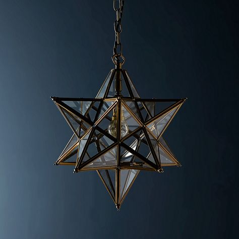 Meet the Interior Designer: Matthew Williamson Star Pendant Light, Wooden Bead Chandelier, Lantern Ceiling Lights, Star Pendant Lighting, Hall Lighting, Lantern Pendant Lighting, Pooky Lighting, Glass Stars, Hallway Lighting