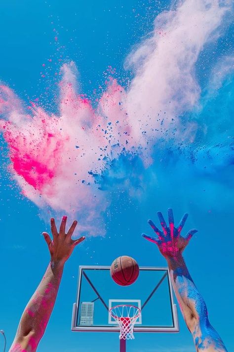 Slam Dunk Basketball Gender Reveal Ideas! Basketball Gender Reveal, Basketball Kit, Dunk Basketball, Basketball Decorations, Dorm Room Wall Art, Pink Basketball, Gender Reveal Ideas, Basketball Theme, Bohemian Coastal