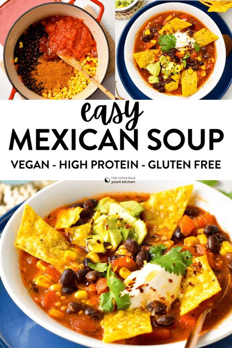 Mexican Soup Mexican Soup Recipes Vegetarian, Mexican Vegetable Soup Recipes, Vegetarian Mexican Soup, Mexican Soup Vegetarian, Mexican Vegetable Soup, Mexican Fajitas, Protein Vegetables, Mexican Soup Recipes, Mexican Flavors