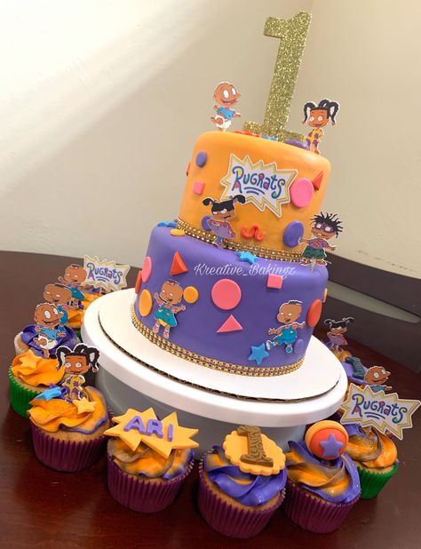 Rugrats Birthday Party Cake, Rugrats Cupcakes, Rugrats Birthday Cake, Rugrats Cake, Rugrats Birthday Party, Custom Treats, Baby Shower Party Themes, Pooh Birthday, Cake Decorating For Beginners