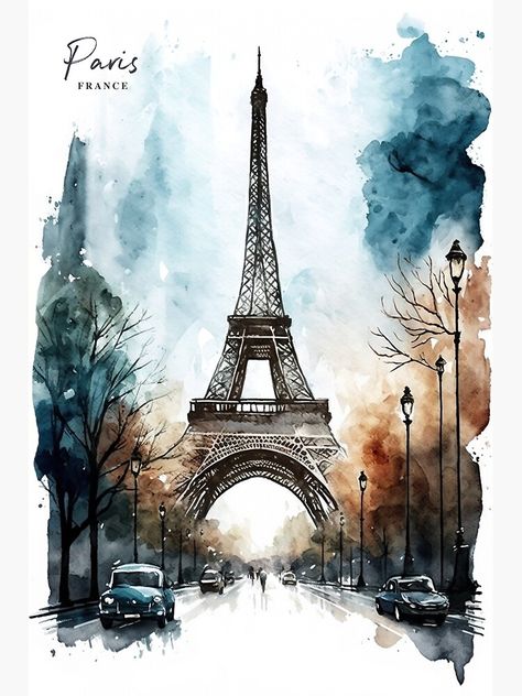 Paris France Eiffel Tower, Eiffel Tower Photography, Eiffel Tower Art, France Eiffel Tower, Drawing Projects, 3d Modelling, Autumn Landscape, Paris France, Watercolor Print