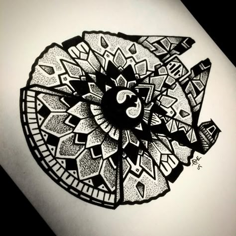 Star Wars Mandala, Mandala Arm Tattoo, Dotwork Tattoo Mandala, Tattoo Pretty, Star Wars Tattoo, Mandala Tattoo Design, Calf Tattoo, Star Tattoos, Mandala Tattoo