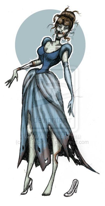 Zombie Cinderella, Creepy Disney, Twisted Princesses, Dark Disney Art, Zombie Princess, Alternative Disney Princesses, Disney Horror, Evil Disney, Alternative Disney