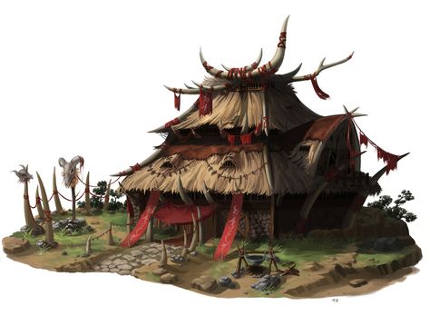 Orc Village, Orc Shaman, Dnd Orc, Viking House, Dragon House, Fantasy World Map, Art Village, By Any Means Necessary, Paintings And Drawings