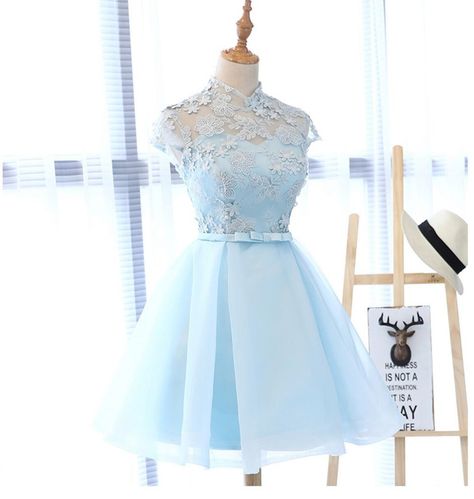 Light Blue Homecoming Dress, Blue Lace Prom Dress, Dresses Hoco, Cute Homecoming Dresses, Blue Homecoming Dresses, Lace Party Dresses, Blue Tulle, Blue Cocktail Dress, Short Homecoming Dress