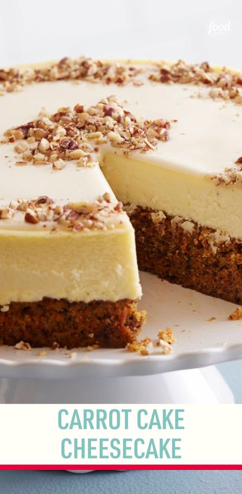 Recipe of the Day: Carrot Cake Cheesecake 🥕🎂 Most people would agree that the cream cheese frosting is the best part of any carrot cake, so it makes perfect sense to replace it with a thick layer of creamy cheesecake. These two classic cakes make one showstopping mash-up dessert. Carrot Recipes Dessert, Carrot Cake Cheesecake Recipe, Carrot Cheesecake, Cheese Cookies Recipe, Fun Foods To Make, Cheesecake Ideas, Arabic Dessert, Carrot Cake Cheesecake, Cupcakes Birthday