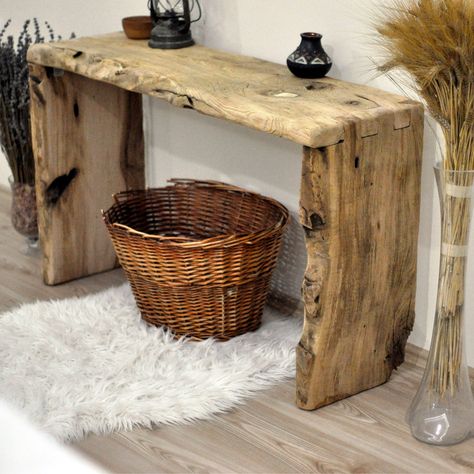 Console Table Hallway Unique Entryway Narrow Floating Live - Etsy UK Entryway Narrow, Live Edge Console Table, Rustic Dresser, Console Table Entryway, Console Table Hallway, Deco Originale, Belek, Live Edge Wood, Live Edge Table