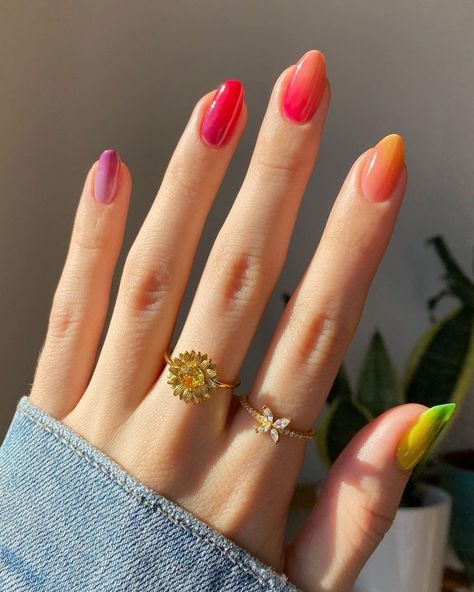 Jelly Nail Nagellack Trends, Ombre Nail Designs, Jelly Nails, Trendy Nail Art, Gradient Nails, Rainbow Nails, Nail Designs Spring, Ombre Nails, Almond Nails