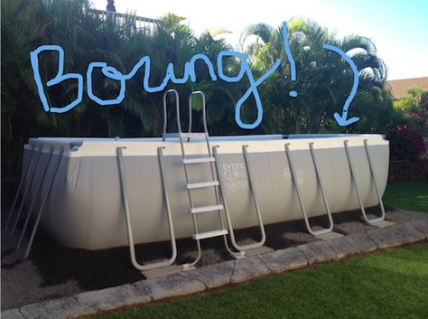 How to de-boring the outside of an above ground pool.... :3 Needed soon.... Above Ground Pool Fence, Cheap Above Ground Pool, Rectangle Above Ground Pool, Intex Above Ground Pools, Oval Above Ground Pools, Small Above Ground Pool, Oberirdischer Pool, Pool Landscaping Ideas, Pool Makeover