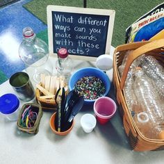 Inquiring Minds: Mrs. Myers' Kindergarten 5 Senses Reggio Emilia, Discovery Of The World Learning Centre, Investigation Table Eyfs, Inquiry Based Learning 5 Senses, Reggio Music Provocations, Music Provocations, Music Eyfs, Music Area Eyfs, Kindergarten Provocations