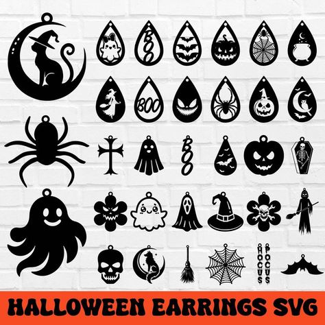 Unlock your creativity with free earring SVG files designed specifically for Cricut users, perfect for crafting spooky accessories that capture the essence of Halloween! Halloween Earring Svg, Earring Svg Files, Jewelry Svg, Svg Earring, Spooky Earrings, Earring Template, Cork Jewelry, Svg Templates, 3d Ideas