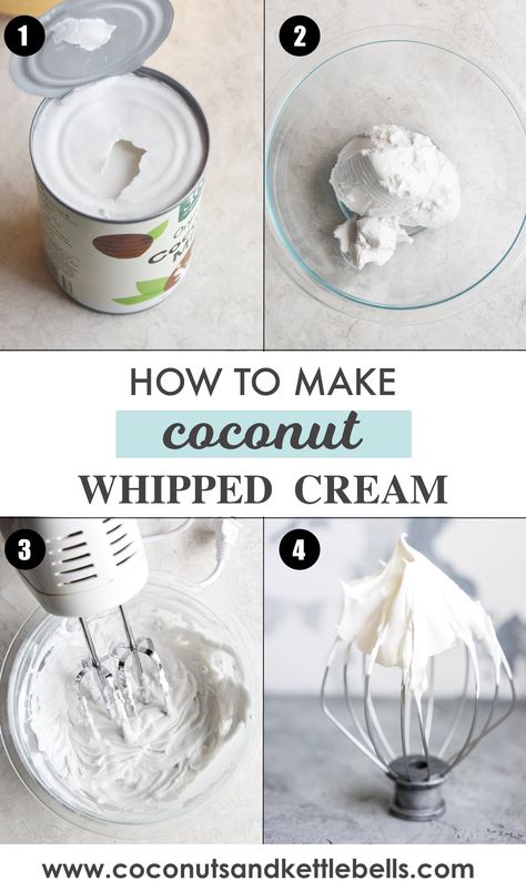 Diy Coconut Whipped Cream, Coconut Whip Cream Recipe, Coconut Milk Whipped Cream Recipe, Coconut Whipped Topping, Vegan Coconut Whipped Cream, Coconut Crepes Recipe, Homemade Coconut Whipped Cream, Whipped Coconut Frosting, How To Make Coconut Whipped Cream