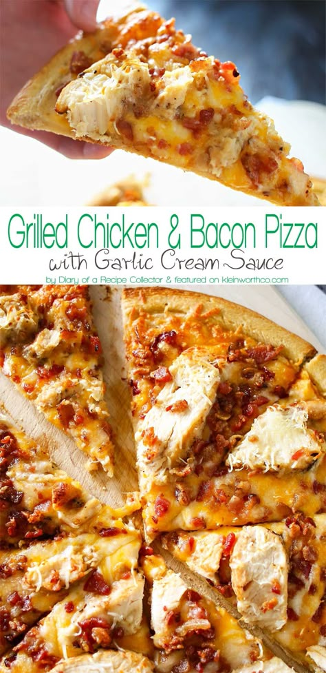 Chicken Bacon Pizza, Best Homemade Pizza Recipe, The Best Homemade Pizza, Homemade Pizza Recipe, Bacon Pizza, Best Homemade Pizza, Garlic Cream Sauce, Pizza Recipes Homemade, Idee Pasto Sano