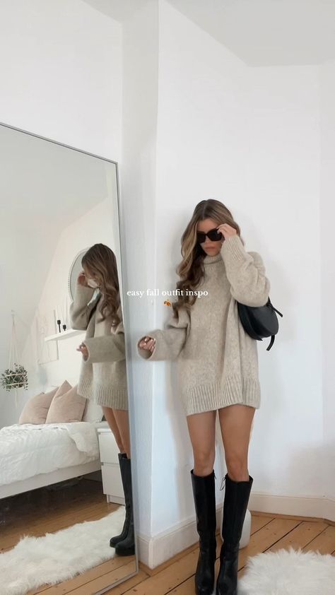 Outfit Autumn 2023 Women, Autumn Outfits 2023 Trends Casual, Autumn Style 2023 Women, How To Wear Sweater Over Dress, Autumn Outfits In Korea Women, Outfits Ideas 2024, Outfits For Fall 2023, That Girl Outfits Winter, Winter Outfits 2023 Trends Women