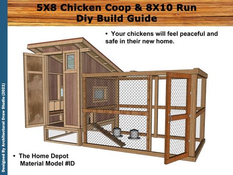 Chicken Coop With Run Plans DIY Build Guide Simple Chicken | Etsy Simple Chicken Coop, Chicken Coop Building Plans, Walk In Chicken Coop, Easy Chicken Coop, Chicken Coop Garden, Diy Chicken Coop Plans, Chicken Coop Run, Chicken Coop Designs, Simple Chicken