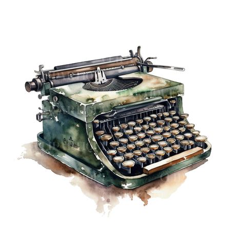 Watercolor Typewriter, Typewriter Clipart, Typewriter Png, Typewriter Sticker, Air Witch, Phone Png, Typewriter Vintage, Color Clipart, Typewriter Art