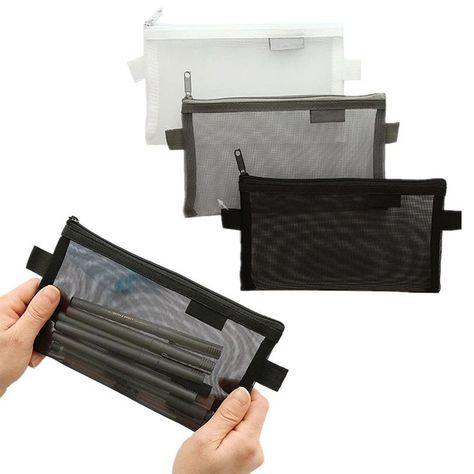 1Pc Stationery Pen Storage Bag Simple Transparent Mesh Pencil Case Mesh Zipped Pouch Home Office Pencil Bag Mesh Pencil Case, Pen Storage, Girly Bags, Pencil Bag, Black Mesh, Storage Bag, Pencil Case, Home Office, Pen