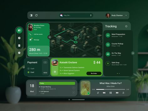 Apple Ui Design, Glassmorphism Ui, Delivery Ads, Dashboard Interface, Apple Vision Pro, Ios App Design, Vision Pro, Mobile App Design Inspiration, Web Platform