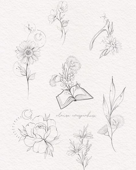 Fineline Flash, Honeysuckle Tattoo, Mujeres Tattoo, Flower Reference, Fine Line Art, Gem Tattoo, Flash Ideas, Autumn Tattoo, Flower Tattoo Arm