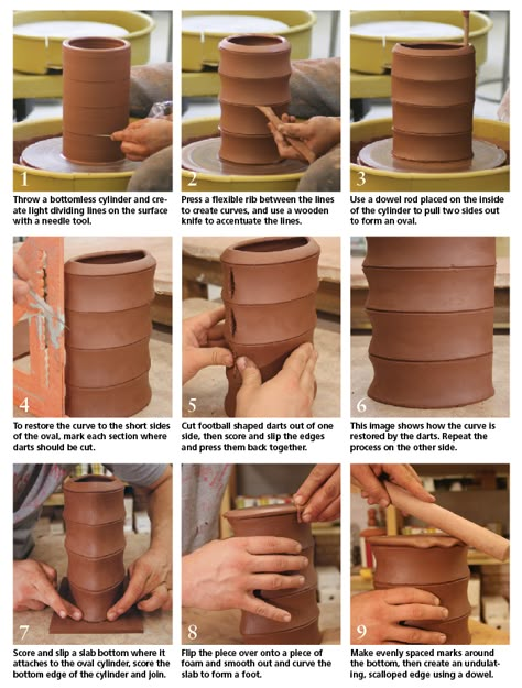 Nick Ramey started out making high-fire, wheel-thrown pottery, but during graduate school became enamored with handbuilding low-fire earthenware sculptures Column Vase, Ceramic Arts Daily, Clay Techniques, Ceramic Tools, Pottery Form, Wheel Throwing, Advanced Ceramics, Pottery Videos, Hand Building