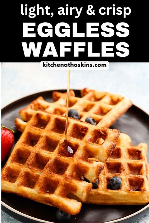 Eggless Waffles Recipe Easy, No Egg Waffles, Waffles No Eggs, Waffle Recipe No Eggs, Waffle Bar Ideas Brunch Party, Waffles Without Eggs, Egg Free Waffles, Waffle Recipe Without Eggs, Waffle Charcuterie Board