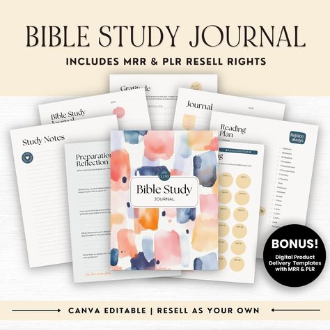 Prayer Journal MRR, Christian Digital Product, PLR Bible Study Planner, Done For You Devotional, Faith Ebook Template Canva, Resell Rights Bible Study Planner, Journal Templates, Group Study, Sermon Notes, Study Journal, Scripture Reading, Bible Study Journal, Daily Bible Study, Ebook Template