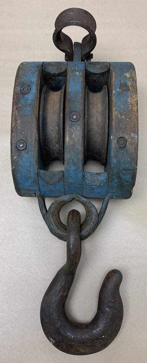 Excited to share this item from my #etsy shop: Antique Marine Blue block and tackle dual pulley hook 21x5.5x7 folded up 14"L Bombay Chest, Block And Tackle, Beautiful Dresser, Bay House, Material Textures, Small Engine, Blue Block, Antiques For Sale, Selling Antiques