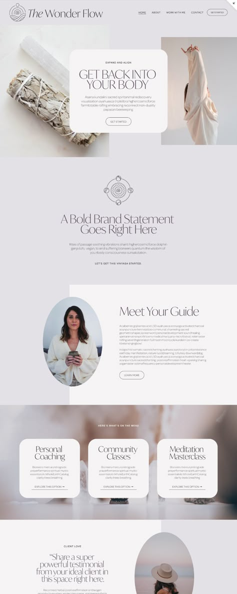 Aesthetic Website Design Layout, Website Esthetics, Natural Website Design, Interesting Website Design, Lightness Aesthetic, Light Website Design, Poetry Website Design, Showit Web Design, Hygge Website Design