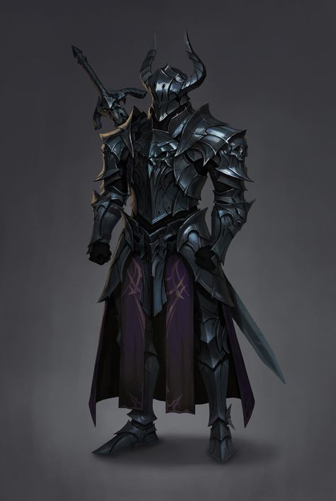 Dnd Black Knight, Cool Knight Armor, Shadow Knight Art, Dragon Knight Art, Dark Fantasy Knight, Dark Knight Art, Hell Knight, Demon Knight, Paladin Armor