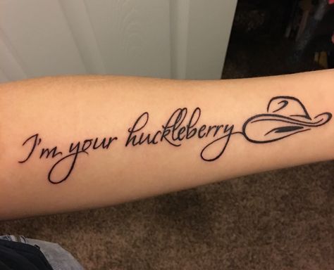 For all the Tombstone and Doc Holiday fans out there... Hillbilly Tattoo Ideas, Say When Tattoo Tombstone, Western Script Tattoo, Tombstone Doc Holiday Tattoo, Tombstone Movie Tattoo Ideas, Doc Holliday Tattoo Ideas, Doc Holiday Tattoo Ideas, Im Your Huckleberry Tattoo, I’m Your Huckleberry Tattoo