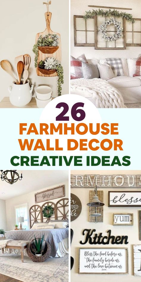 Enhance the beauty of your farmhouse by incorporating charming wall decor ideas that bring a rustic elegance and cozy vibe to your home. Create a captivating gallery wall featuring vintage frames, botanical prints, and antique mirrors for a touch of nostalgia and farmhouse character. Immerse yourself in the simplicity and warmth of farmhouse style with decor ideas that highlight weathered wood, distressed metal, and timeless accents. Transform your walls into a canvas of country-inspired artistry that beckons all visitors to feel right at home. Picture Wall Ideas Farmhouse, Farmhouse Wall Decor Ideas Living Room, Decorating With Old Frames, Farmhouse Decor Ideas Diy, Kitchen Wall Collage Ideas Farmhouse, Diy Dining Room Wall Decor Ideas, Modern Farmhouse Living Room Wall Decor Ideas, Rustic Country Farmhouse Decor, Shutter Decor Ideas Farmhouse Style