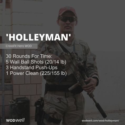 "Holleyman" WOD - 30 Rounds For Time: 5 Wall Ball Shots (20/14 lb); 3 Handstand Push-Ups; 1 Power Clean (225/155 lb) Hyrox Training, Partner Wod, Wods Crossfit, Hero Workouts, Hero Wod, Handstand Push Up, Crossfit Wods, Wod Workout, Morning Workouts