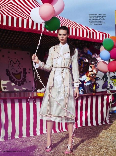 The Terrier and Lobster: "Fair Game": Alexandra Tomlinson by Fabio Chizzola for Marie Claire UK March 2013 Street Couple, Women Photoshoot, Carnival Fashion, Fair Photography, Lingerie Shoot, Fair Games, Fun Fair, Funny Photography, Circus Theme