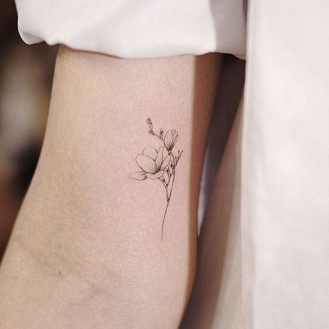 Cj Tattoo, Freesia Tattoo, Jasmine Tattoo, Magnolia Tattoo, Lavender Tattoo, Dainty Tattoos, Elegant Tattoos, Tattoo Work, Tattoo Pattern