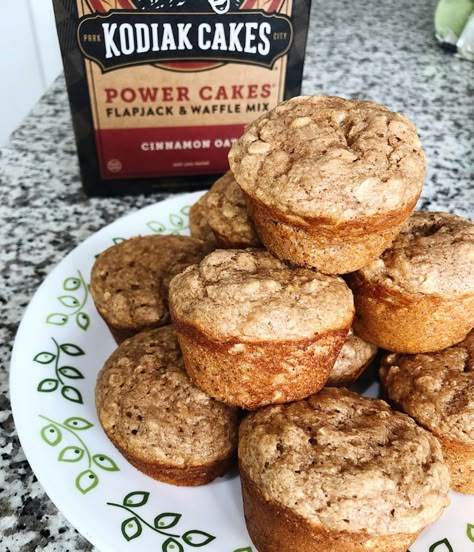 Cinnamon Oat Protein Muffins Miracle Muffins Weight Watchers, Healthy Kodiak Muffins, Kodiak Protein Muffins Healthy Recipes, Kodiak Breakfast Muffins, Protein Pancake Mix Muffins, Kodiak Muffin Recipes, Kodiak Mix Recipes, Protein Muffins Kodiak Cakes, Kodiak Banana Muffins