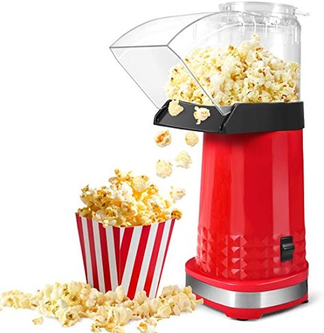 Popcorn Machine, 1200W Popcorn Maker, BPA-Free, Low Fat, No Oil Need Hot Air Popper Popcorn Maker, Fast Popcorn Popper with Top Lid for Home, Family and Party Home Popcorn Machine, Air Popcorn Maker, Air Popper, Microwave Popcorn Popper, Healthy Popcorn, Popcorn Makers, Best Popcorn, Air Popped Popcorn, Popcorn Kernels