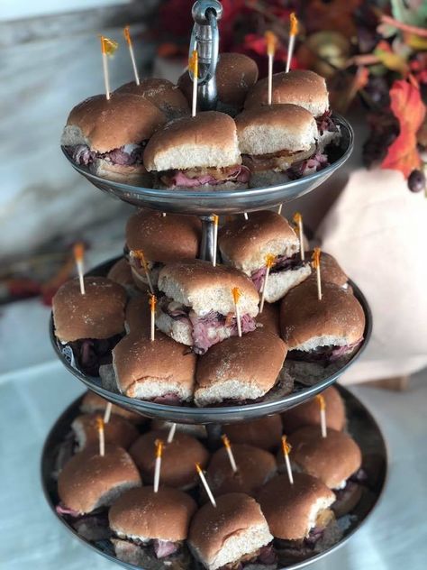 Roast beef slider display Slider Display, Prom Food, Party Sliders, Starry Night Prom, Roast Beef Sliders, Silver Platters, Party Trays, 16 Birthday, Food Display