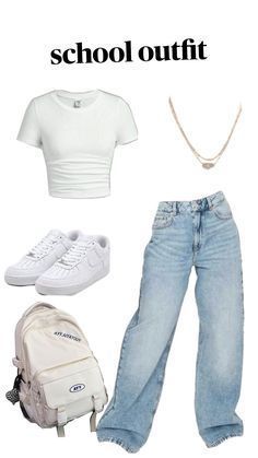 Jean Simple Outfits, Cute Dresscode Outfits For School, Outfit Ideas For Back To School, Outfits For The Week, Simple Outfits For School, College Outfit, Casual Preppy Outfits, Outfit Inspo Casual, Trendy Outfits For Teens