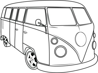 Vw Van Drawing, Simple Car Drawing, Van Drawing, Beetle Drawing, Bus Drawing, Van Volkswagen, Volkswagen Van, Drawings Ideas, Disney Images