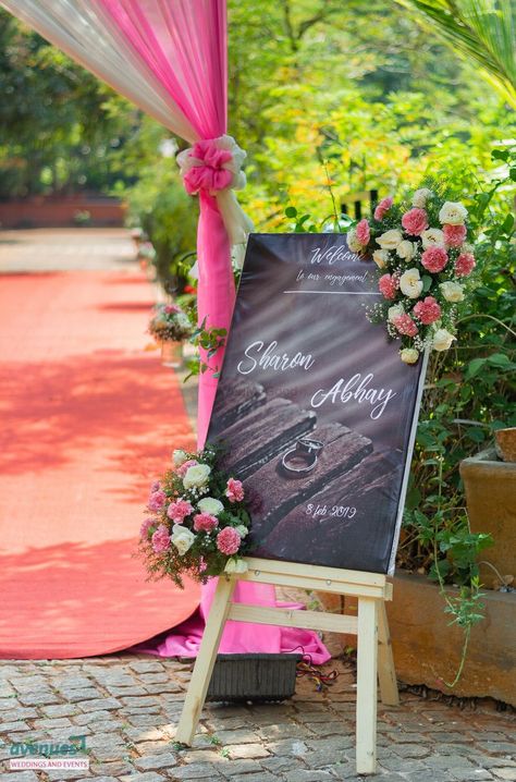 Floral Welcome Board, Engagement Board, Wedding Night Room Decorations, Wedding Reception Rooms, Engagement Stage, Engagement Stage Decoration, Engagement Decoration, Wedding Stand, Reception Stage Decor