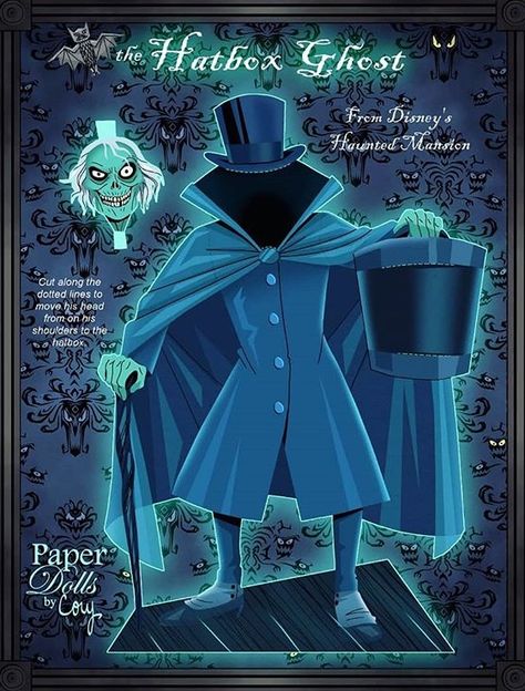 The Hatbox Ghost by Cory Jensen Haunted Mansion Decor, Disney Paper Dolls, Hatbox Ghost, Haunted Mansion Halloween, Haunted Mansion Disneyland, Foolish Mortals, Disney Resort Hotels, Disney World Tickets, Disney Attractions