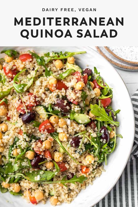 Simple Quinoa Salad Recipes, Arugula Salad Recipes Healthy, Pasta And Quinoa Salad, Mediterranean Arugula Salad, Quinoa And Arugula Recipes, Arugula And Quinoa Salad, Arugula Quinoa Salad Recipes, Arugula Salad Vegan, Arugula Chickpea Salad Recipes