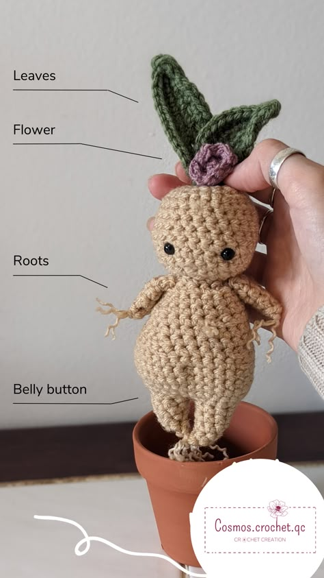 Crafting Dreams: DIY Amigurumi Mushroom Pattern Crochet Mandrake Pattern, Amigurumi Fantasy Creatures, Free Fantasy Crochet Patterns, Crochet Magical Creatures, Mandrake Crochet Pattern Free, Crochet Mandrake Pattern Free, Crochet Fantasy Creatures, Crochet Creatures Free Pattern, Crochet Fantasy Patterns