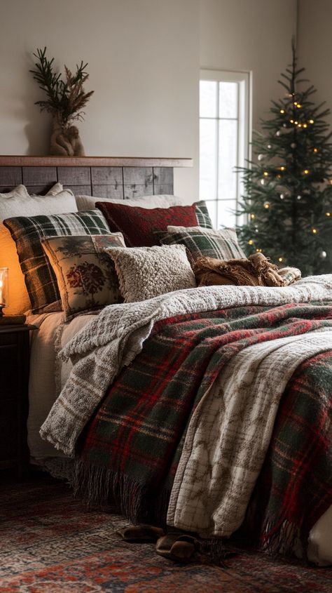 Add cozy plaid blankets, textured pillows, and soft throws to create a snug winter retreat. Perfect for chilly nights and cozy vibes, this simple update will elevate your bedroom's comfort level. Warm up your space with these stylish textiles. #PlaidStyle #CozyVibes #WinterDecor #BedroomInspiration #HomeDecor #TextileLove 🛏️🧣 Bedroom Decor Fall, Textured Pillows, Fall Bedroom Decor, Plaid Blankets, Winter Retreat, Spring Refresh, Fall Bedroom, Comfortable Bedroom, Pillow Texture