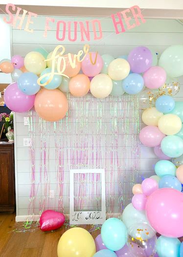 Bridal Shower Rainbow Theme, Taylor Swift Era Decorations, Lover Engagement Party, Lover Themed Engagement Party, Bridal Shower Lover Theme, Taylor Swift Lover Decoration, Taylor Swift Bachelorette Decorations, Pastels Bachelorette Party, Lover Taylor Swift Bachelorette Party