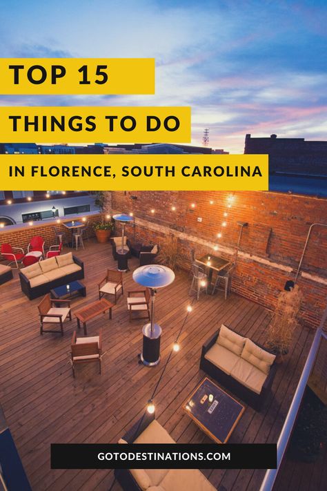 The many attractions in Florence, South Carolina, might draw you in, but its small community vibe will make you stay for more. Here are the top 15 things to do in Florence! Florence South Carolina, Florence Sc, Florence Hotels, Florence City, South Carolina Travel, Florida Camping, Visit Florence, Small Community, Tennessee Travel