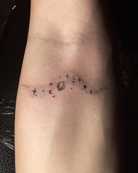 41 Amazing Star Tattoos and Ideas for Women | Page 3 of 4 | StayGlam Space And Stars Tattoo, Stars Tatoos Woman, Water And Stars Tattoo, Element Tattoos For Women, Tattoos Of Stars For Women, Star And Planet Tattoo, Stars Back Tattoo, Star Themed Tattoos, Wrist Tattoos Stars